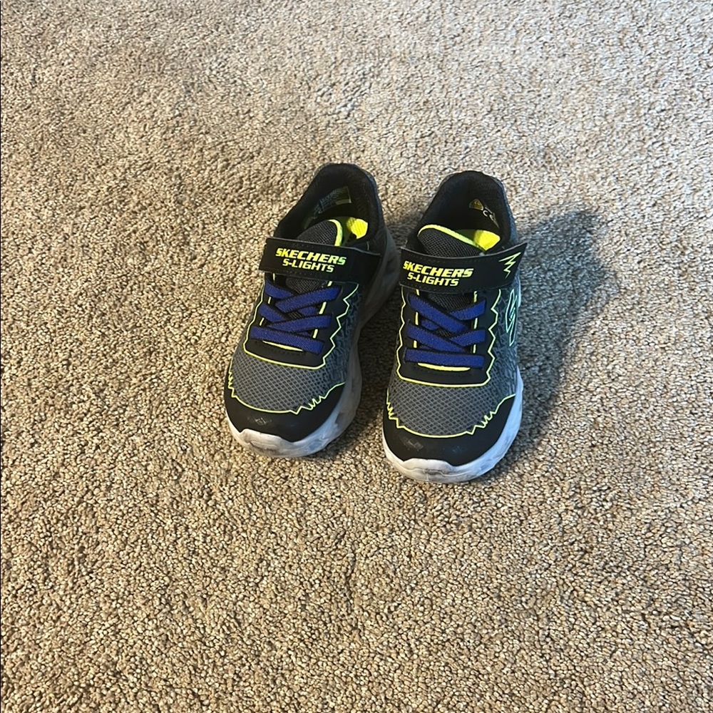 Skechers Gray and Blue Athletic Sneakers with Breathable Mesh